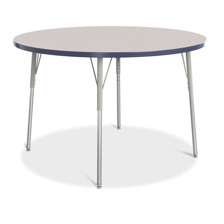 Jonti-Craft Berries Round Activity Table, 48 in. Diameter, A-height, Freckled Gray/Navy/Gray 6433JCA112